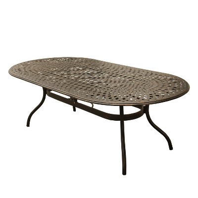 95" Oval Modern Outdoor Mesh Lattice Aluminum Dining Table - Bronze - Oakland Living: Weather-Resistant Patio Furniture