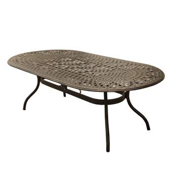 95" Oval Modern Outdoor Mesh Lattice Aluminum Dining Table - Bronze - Oakland Living