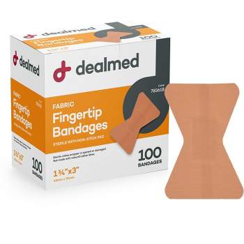Dealmed Fingertip Fabric Adhesive Bandages with Non-Stick Pad, Latex Free Wound Care, 1 3/4" x 3", 100 Count