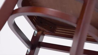 Walnut Solid Back Wooden Barstool with Footrest