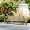 Outsunny 3-Seat Wicker Outdoor Couch Patio Sofa, 1000 lbs. Capacity, Acacia Wood Patio Furniture with Steel Seat Armrests for Backyard, Porch, Teak - 2 of 4