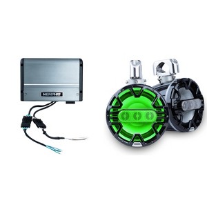 Memphis Audio MM84TB Black 8" Tower Speakers Including Clamps and MM500.4V Marine Amplifier Bundle - 1 of 4