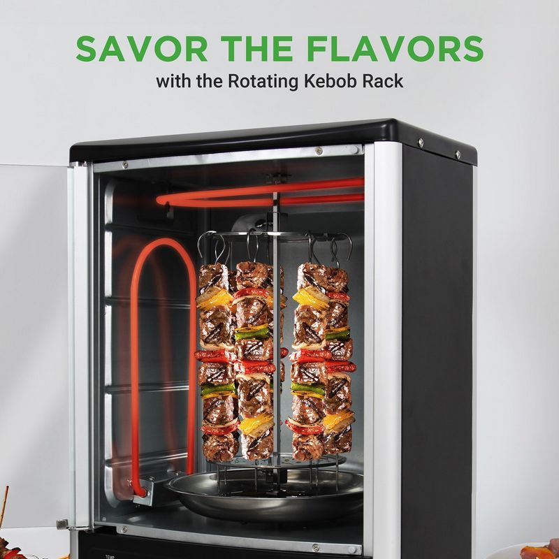 Nutrichef Vertical Countertop Oven with Rotisserie, Bake, Broil, & Kebab Rack Functions - Adjustable Settings - 2 Shelves, 3 of 8