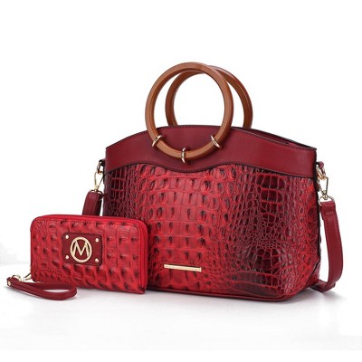 MKF Collection Phoebe Tote Women’s Faux Crocodile-Embossed Vegan Leather with Wristlet Wallet Bag by Mia K