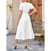 Women's short sleeve Dresses Summer V Neck Elastic Waist Maxi Dress - 2 of 4