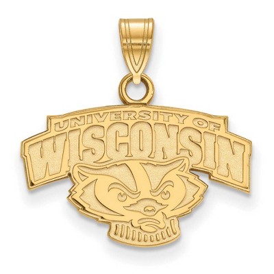 Black Bow Jewelry 10k Yellow Gold Wisconsin Badgers NCAA Small Pendant