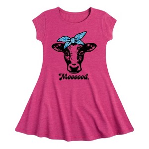 Girls' - Instant Message - Mood Cow Fit & Flair Cap Sleeve Graphic Dress - 1 of 4