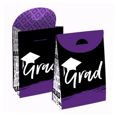 Big Dot of Happiness Purple Grad - Best is Yet to Come - Purple Graduation Gift Favor Bags - Party Goodie Boxes - Set of 12