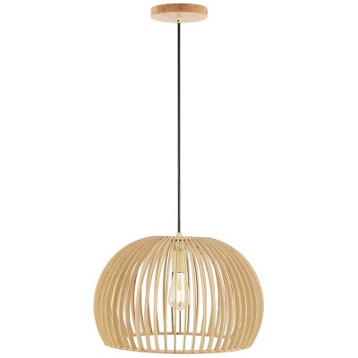 Mesa Natural Wood LED Pendant Light with Spherical Shade