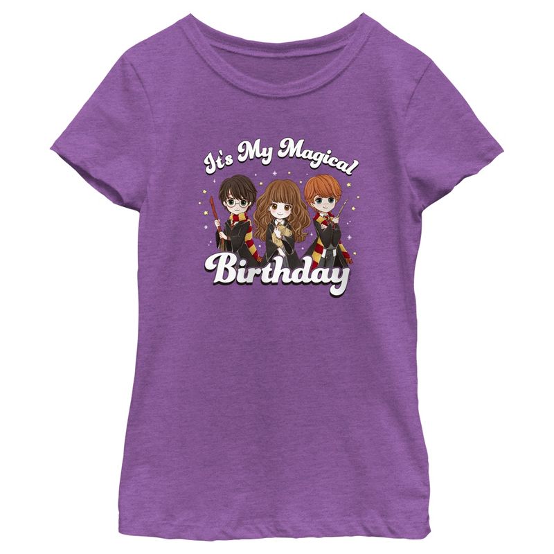 Girl's Harry Potter It’s My Magical Birthday Cute Characters T-Shirt, 1 of 5