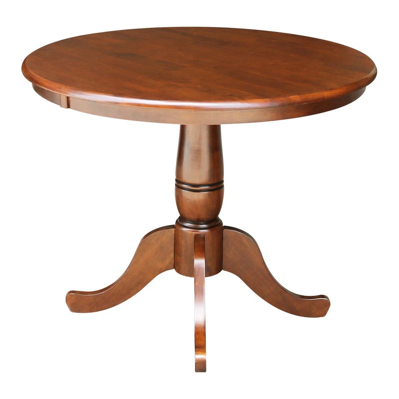 36&#34; Round Top Pedestal Dining Table Brown - International Concepts, 4 of 6