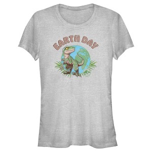 Junior's Women Jurassic World Earth Day Velociraptor T-Shirt - 1 of 4