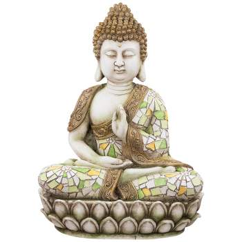 Northlight Meditating Mosaic Buddha Outdoor Ceramic Garden Statue - 19.5"