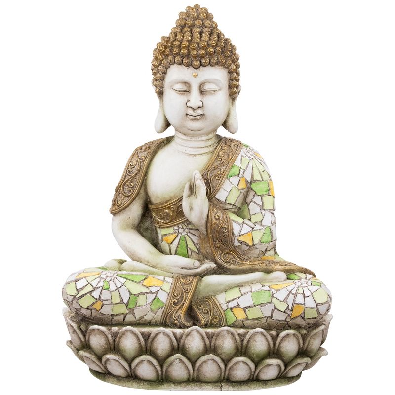 Northlight Meditating Mosaic Buddha Outdoor Ceramic Garden Statue - 19.5", 1 of 8
