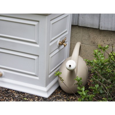 Savannah 50 Gallon White Polyethylene Rain Barrel Planter with Brass Spigot, 2 Pack