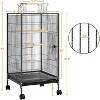 40-Inch Wrought Iron Bird Cage with Rolling Stand, Open-Top Play Parrot Cage for Parakeets, Cockatiels, Conures, Lovebirds, Finches & Canaries - 2 of 4