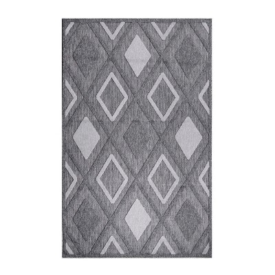 Modern Geometric Diamond Lattice Indoor Outdoor Area Rug by Blue Nile Mills