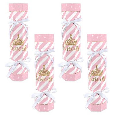 Big Dot of Happiness Little Princess Crown - No Snap Pink and Gold Princess Baby Shower or Birthday Party Table Favors - DIY Cracker Boxes - Set of 12