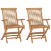 vidaXL Solid Teak Wood Patio Chairs with Bright Green Cushions - Weather-Resistant Outdoor Seating - 3 of 4
