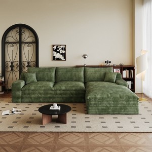 MAYEERTY 106" Modular Sofa Green - 106" Green Modular, Corduroy, Detachable Cushions, No Assembly, Fits Apartment - 1 of 4