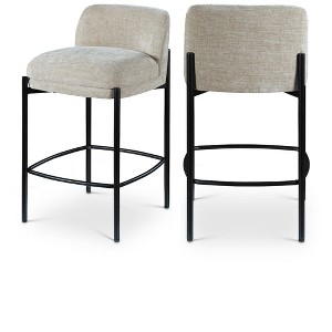 Meridian Furniture,Burton Beige Chenille Fabric Stool, Set of 2 - 1 of 4