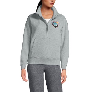 Lands' End Women's Serious Sweats Relaxed Long Sleeve Half Zip Sweatshirt - 1 of 3