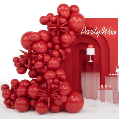PartyWoo Balloons Red Foil Starburst 22 Inch 18 12 10 5 Inch 110 pcs