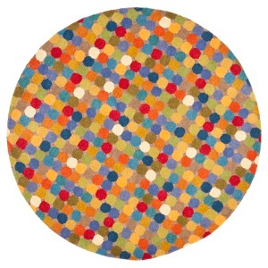 Multicolor Abstract Tufted Round Area Rug - (8
