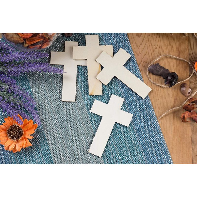Juvale 25 Pack Unfinished Wood Cross Cutouts for Easter Christmas DIY Wooden Crafts & Decoration, 2.7x4.2 In, 3 of 7