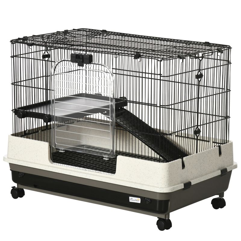 PawHut Rolling Small Animal Rabbit Cage for Bunny, Chinchillas, & Gerbils with a Large Living Space, 5 of 10