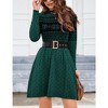 Women Long Sleeve Knitted Crewneck High Waist A-Line Cute Mini Sweater Dress - 4 of 4