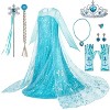 Joyfy Ice Princess Costume for Girls Halloween Costume– Sparkling Sequin Dress with Cape, Crown & Wand Set (Includes Wig & Gloves) - 3 of 4