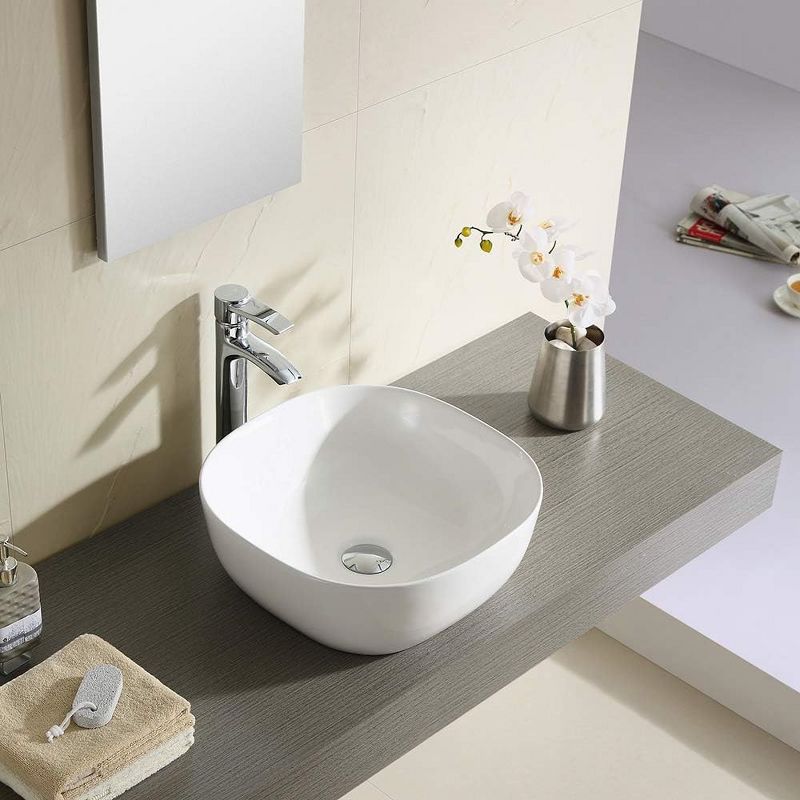 Fine Fixtures Rounded Square Thin Edge Vessel Bathroom Sink Vitreous China Without Overflow, 2 of 5
