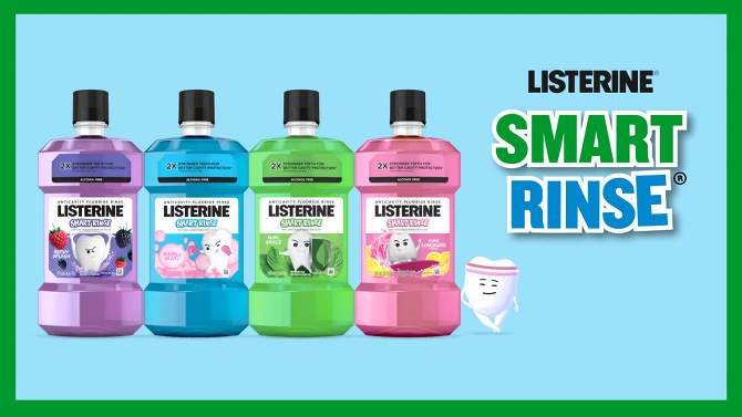 Listerine Smart Rinse Kids&#39; Fluoride Anticavity Mouthwash Bubble Gum - 16.9 fl oz, 2 of 9, play video