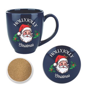 Courtside Market Holly, Jolly Christmas 16 oz Café Mug & Coaster Set - 1 of 1
