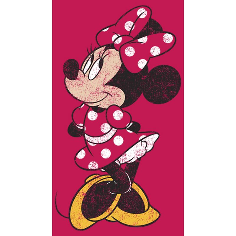 Juniors Womens Mickey & Friends Minnie Mouse Portrait Distressed Racerback Tank Top, 2 of 5