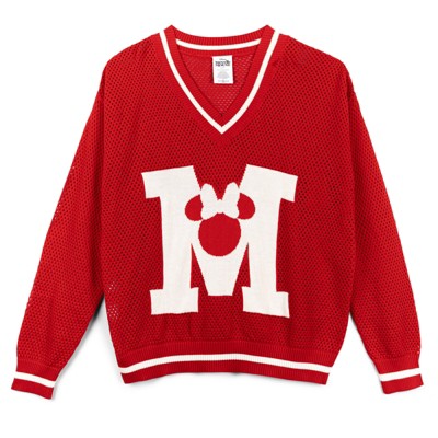 Disney Junior Crochet Varsity V-neck Pullover Long Sleeve Sweater