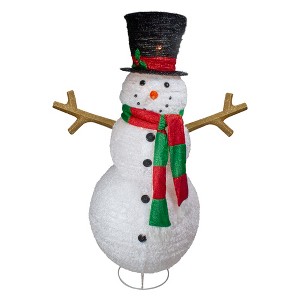 Northlight Lighted Tinsel Snowman Outdoor Christmas Decoration - 60" - Warm White Lights - 1 of 3