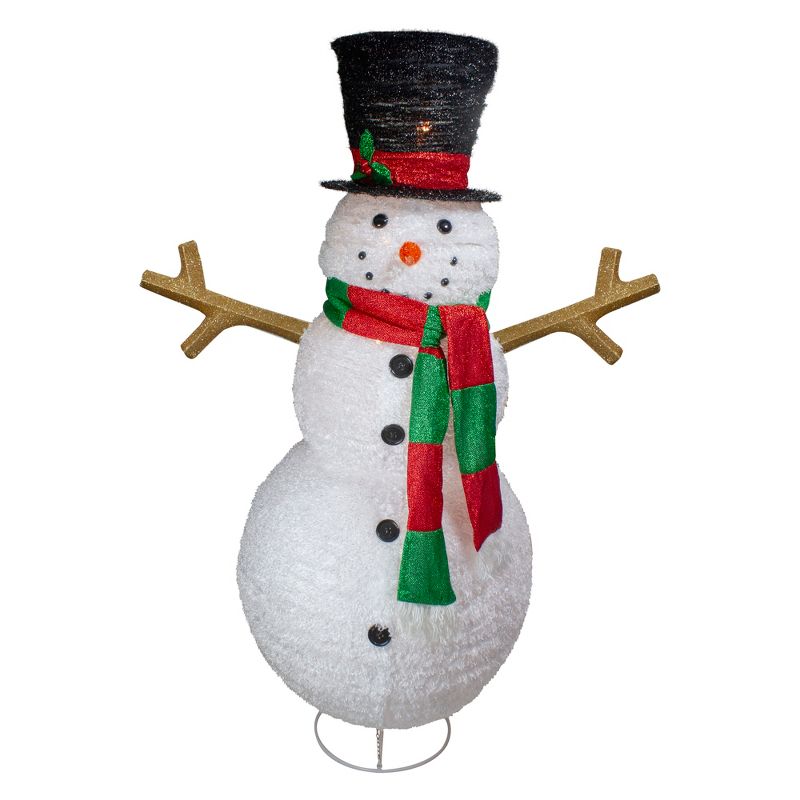 Northlight 60" Lighted Tinsel Snowman Outdoor Christmas Decoration, 1 of 4