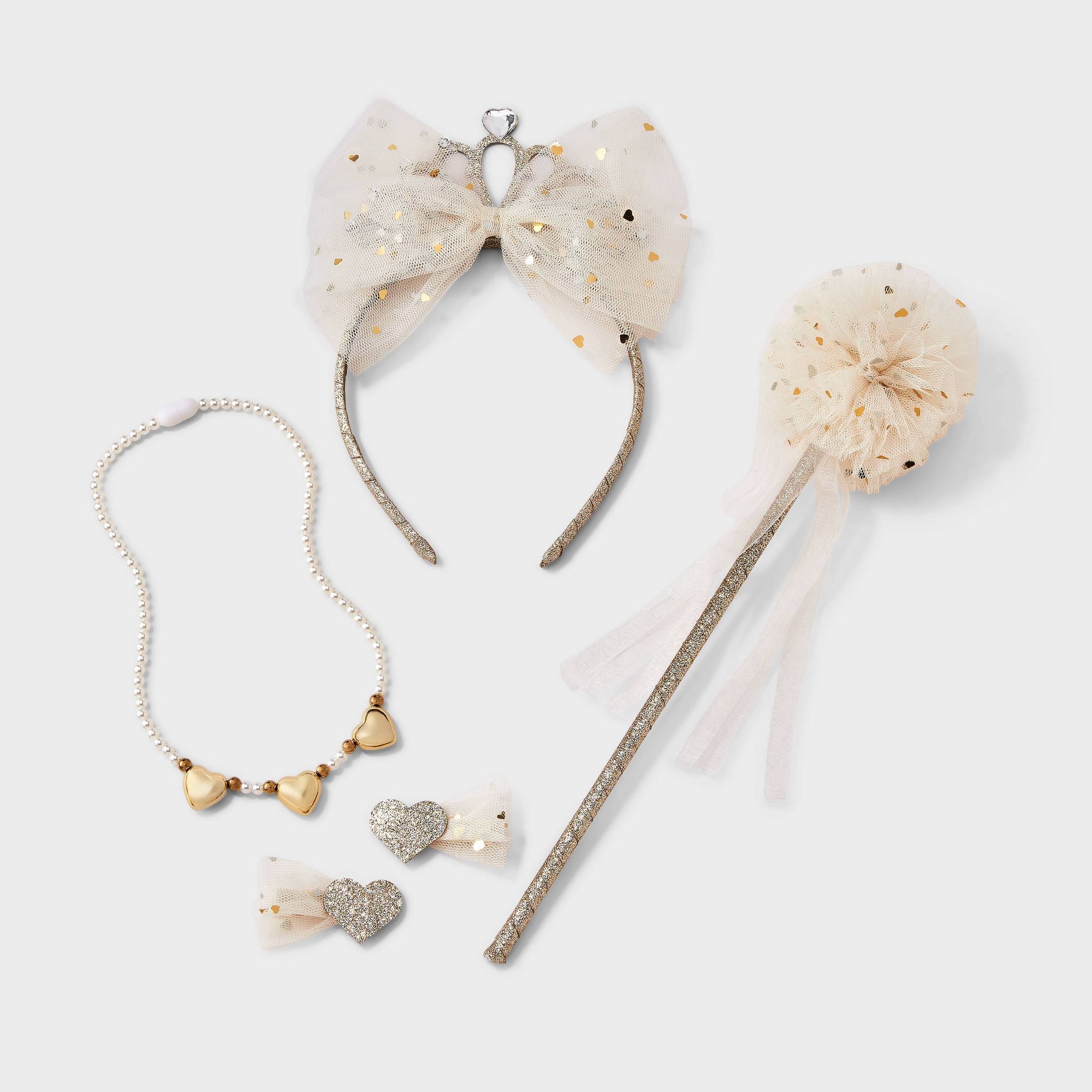 Kids' 5pk Crown and Wand Jewelry Set - Cat & Jack™ Cream/Gold