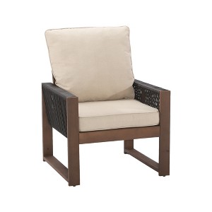 YARDSIGHT  Elegant Outdoor Wooden Chair with Cozy Soft Cushions for Garden Relaxation - 1 of 4