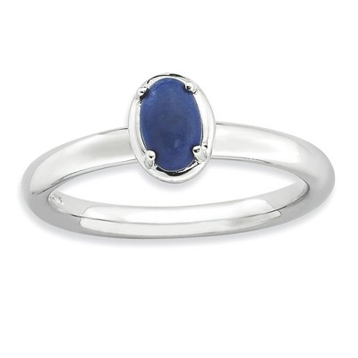Black Bow Jewelry Sterling Silver Stackable Blue Lapis Ring
