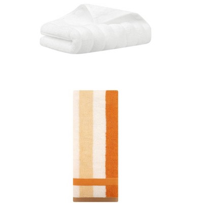 REGALWOVEN Pure Cotton Striped Decorative Hand Towel for Bathroom 14" x 30"/13" x 29" 2 Pcs