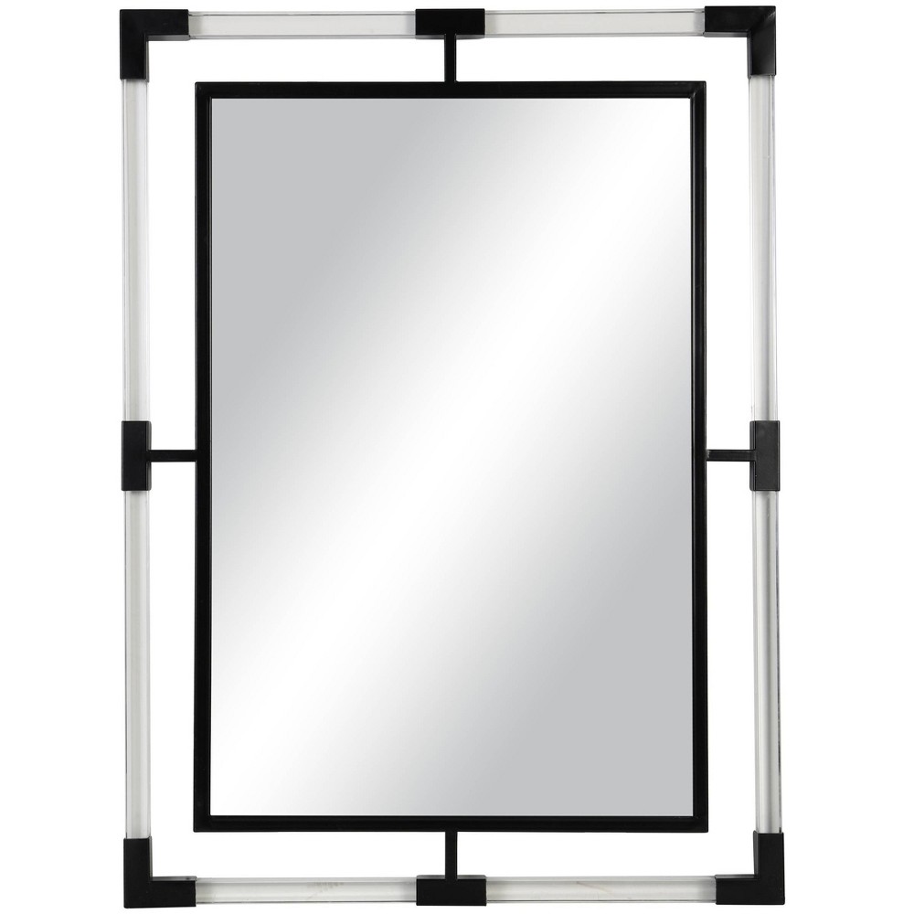 38"x28" Metal Double Framed Wall Mirror with Acrylic Black - Olivia & May: Modern Rectangle, No Assembly, Wall Mount