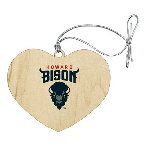 Howard University Bison Primary Logo Heart Love Wood Christmas Tree Holiday Ornament - 1 of 3