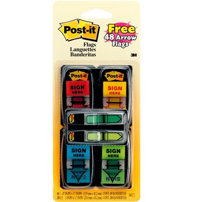 Post-it 'Sign Here' Flags Value Pack, 1 x 1-7/10 Inches, Multiple Colors, 248 Flags