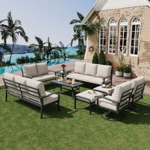 EROMMY 9 PCS Outdoor Metal Conversation Set For 10 Person - 1 of 4