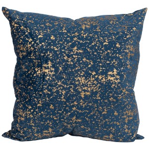 Northlight 17" Navy Blue and Gold Foil Crackle Square Velvet Throw Pillow - 1 of 4