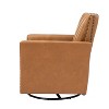 Eva Genuine Leather Swivel Rocker Armchair with Nailhead Trims for Living Room | ARTFUL LIVING DESIGN - 4 of 4