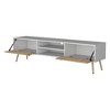 70.9" Manufactured Wood Spacious TV Stand Rack with 2 Hinged Drawers, Open Shelves, Elegant Dual-Tone Design, and Cable Management - 4 of 4